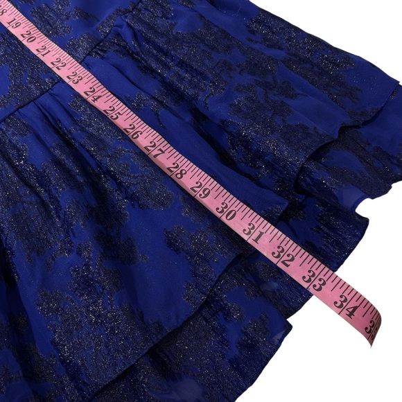 MONIQUE LHUILLIER blue puff sleeve tie back shift dress 6 S - Picture 8 of 11